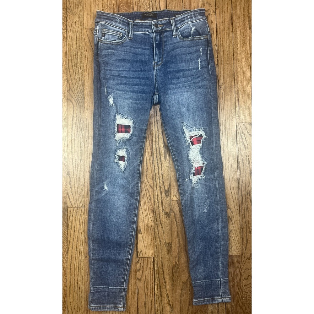 Judy Blue High Rise Sz 9|29 Medium‎ Wash Stretch Denim Women's Plaid Jeans
